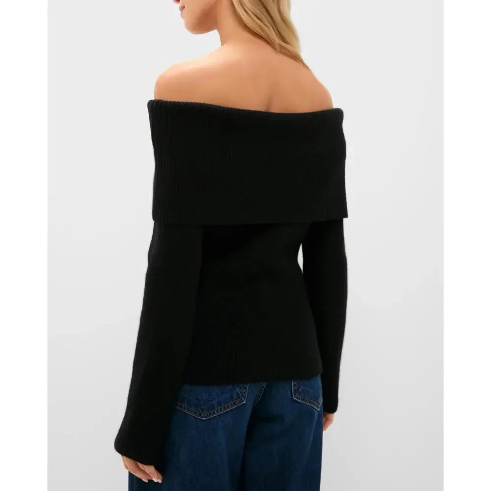 Tuckernuck Off Shoulder Wool Sweater Black Size XXL NEW